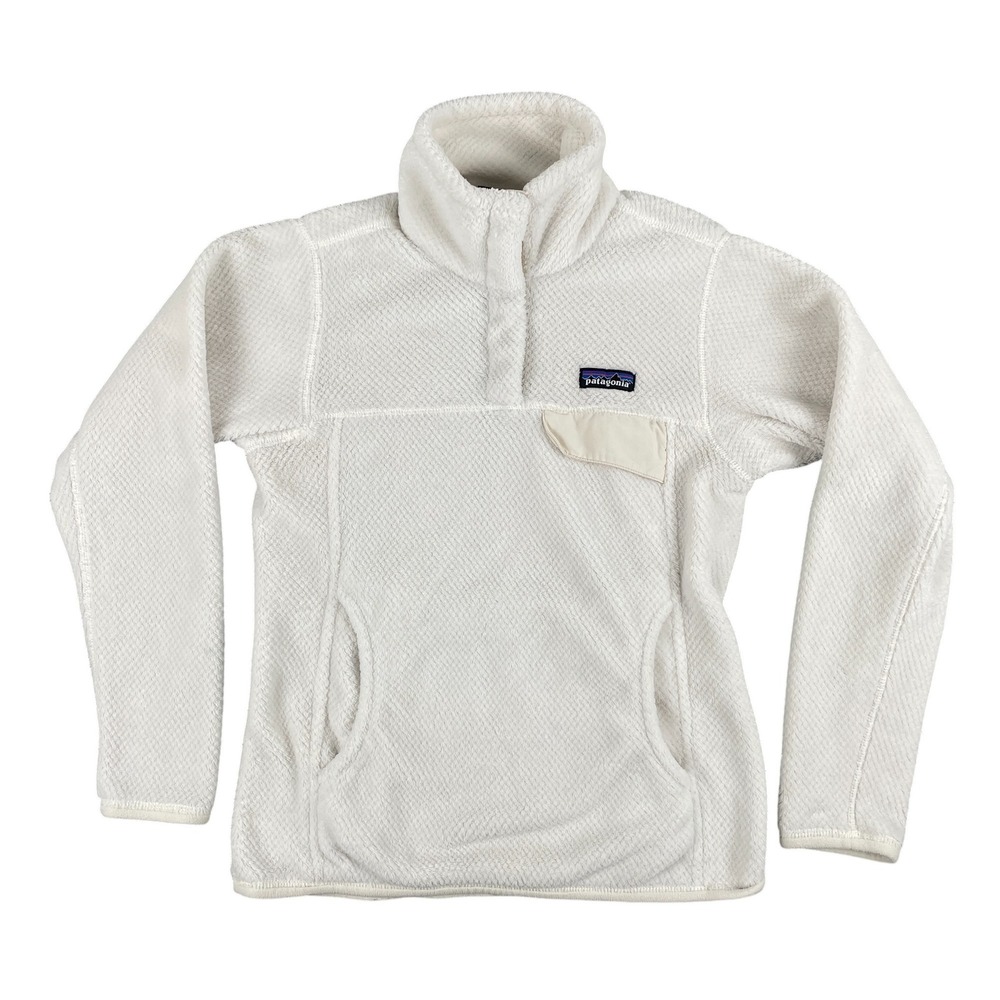 Patagonia‎ Pullover Fleece Womens XS White Polartec Thermal Pro Snap Jacket